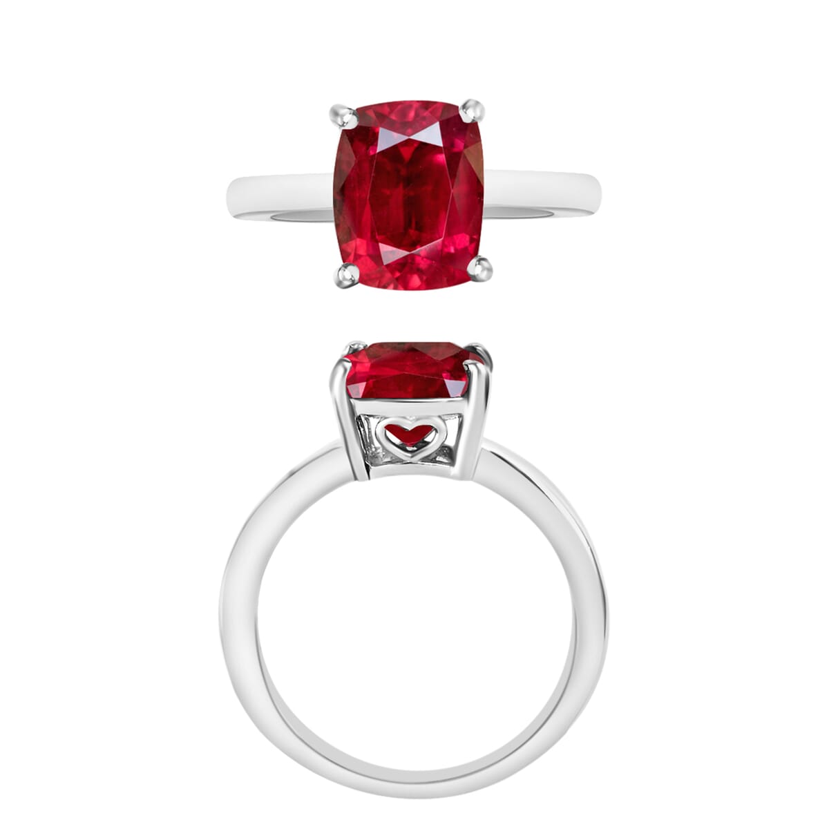 Premium Ouro Fino Rubellite 3.20 ctw Solitaire Ring in Platinum Over Sterling Silver (Size 4.5) image number 3