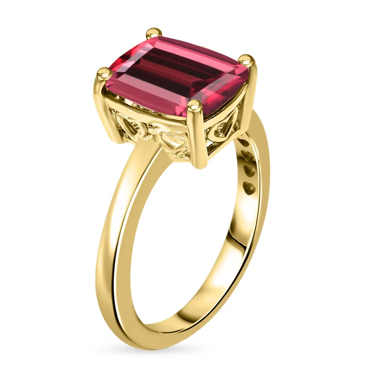 Luxoro AAA Ouro Fino Rubellite 3.20 ctw Solitaire Ring in 14K Yellow Gold (Size 8.0) 4 Grams image number 5