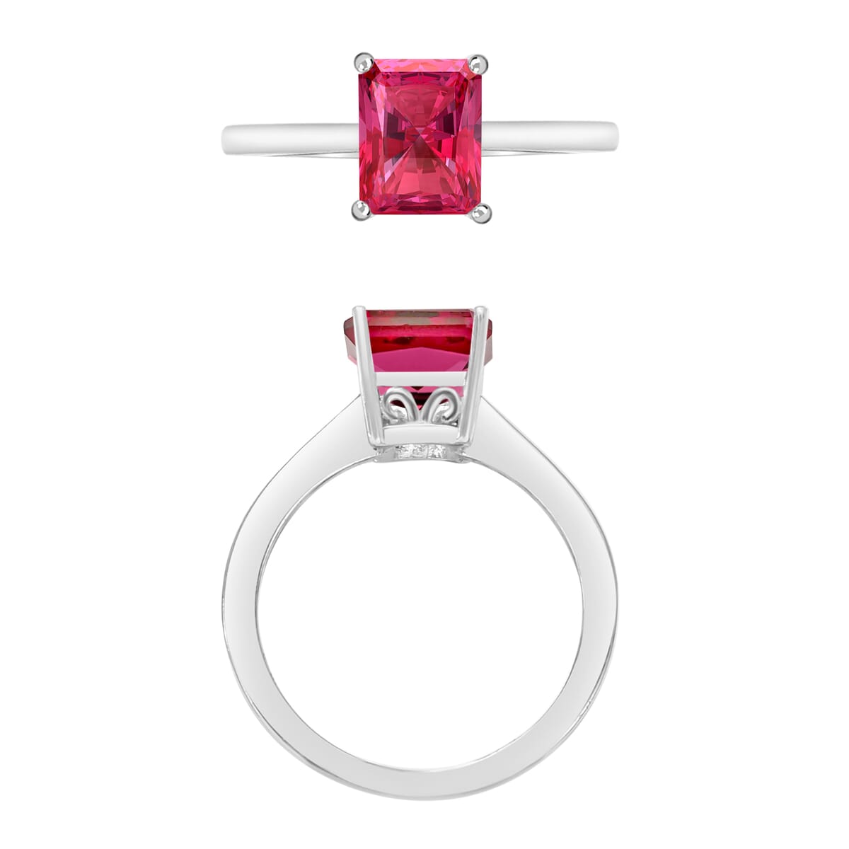 Premium Ouro Fino Rubellite Solitaire Ring in Platinum Over Sterling Silver (Size 4.0) 1.35 ctw image number 3