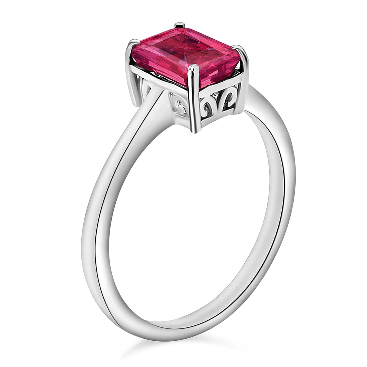 Premium Ouro Fino Rubellite Solitaire Ring in Platinum Over Sterling Silver (Size 8.0) 1.35 ctw (Del. in 10-12 Days) image number 2
