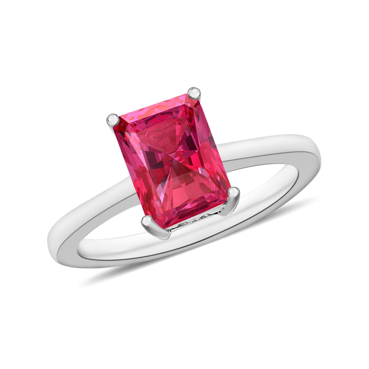 Premium Ouro Fino Rubellite Solitaire Ring in Platinum Over Sterling Silver (Size 9.0) 1.35 ctw image number 0