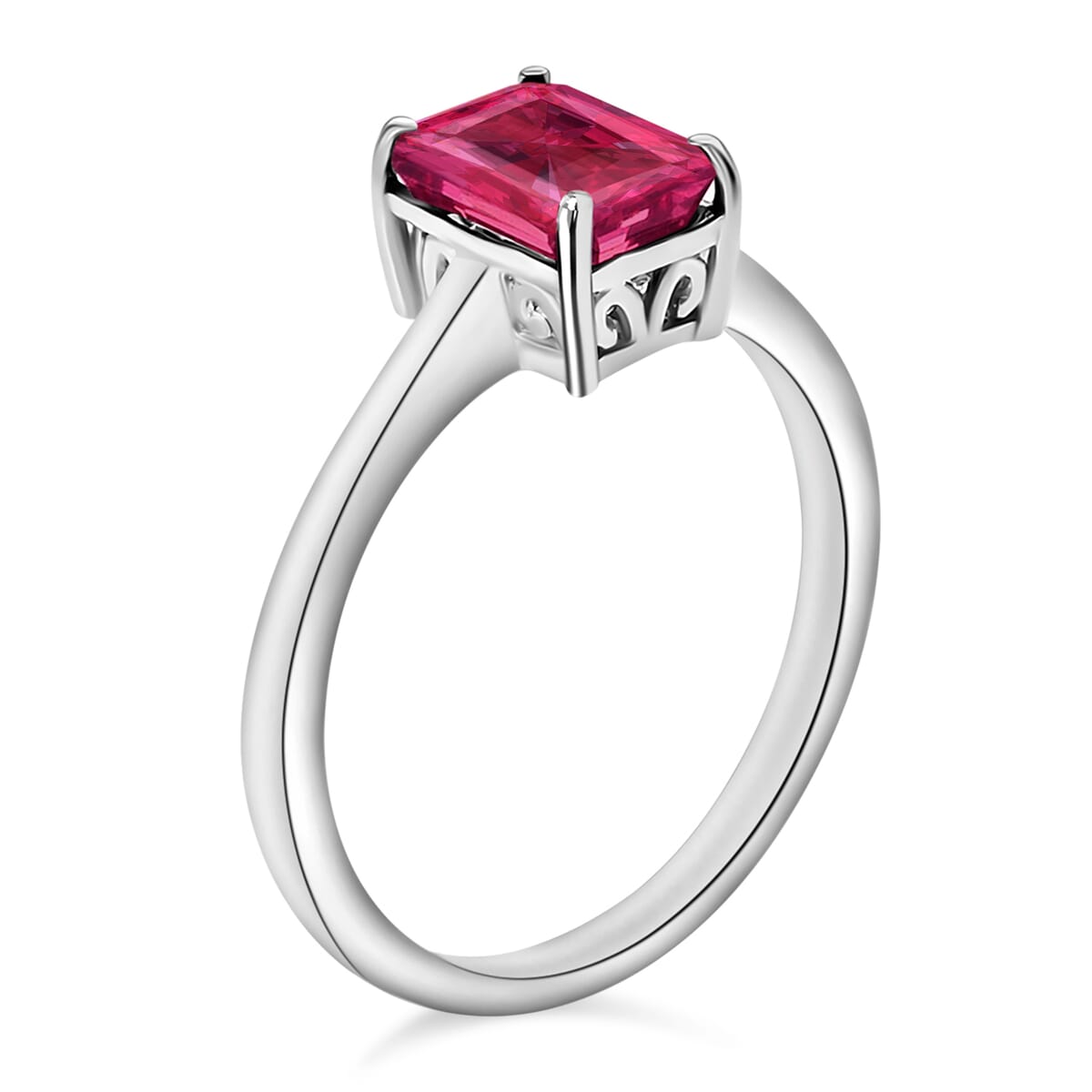 Premium Ouro Fino Rubellite Solitaire Ring in Platinum Over Sterling Silver (Size 9.0) 1.35 ctw image number 2