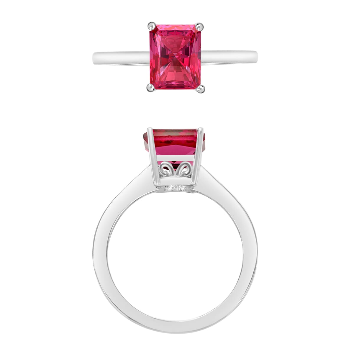 Premium Ouro Fino Rubellite Solitaire Ring in Platinum Over Sterling Silver (Size 9.0) 1.35 ctw image number 3