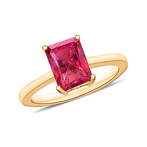Premium Ouro Fino Rubellite Solitaire Ring in Vermeil Yellow Gold Over Sterling Silver (Size 4.0) 1.35 ctw (Del. in 10-12 Days)