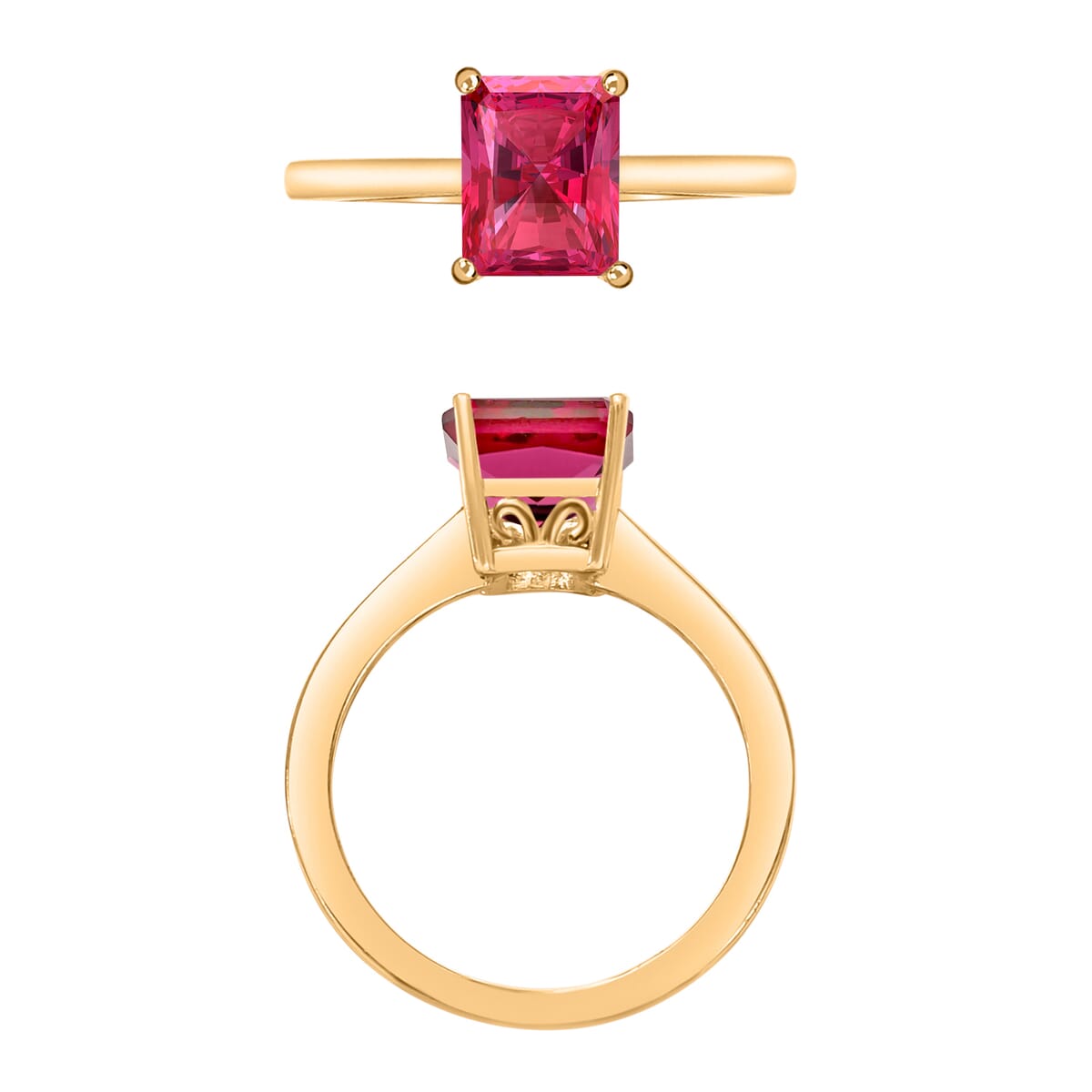Premium Ouro Fino Rubellite Solitaire Ring in Vermeil Yellow Gold Over Sterling Silver (Size 7.0) 1.35 ctw image number 3
