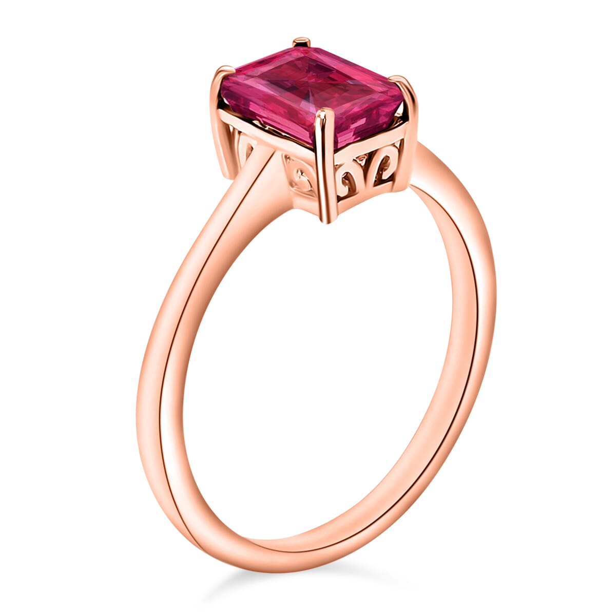 Premium Ouro Fino Rubellite Solitaire Ring in Vermeil Rose Gold Over Sterling Silver (Size 4.5) 1.35 ctw image number 2