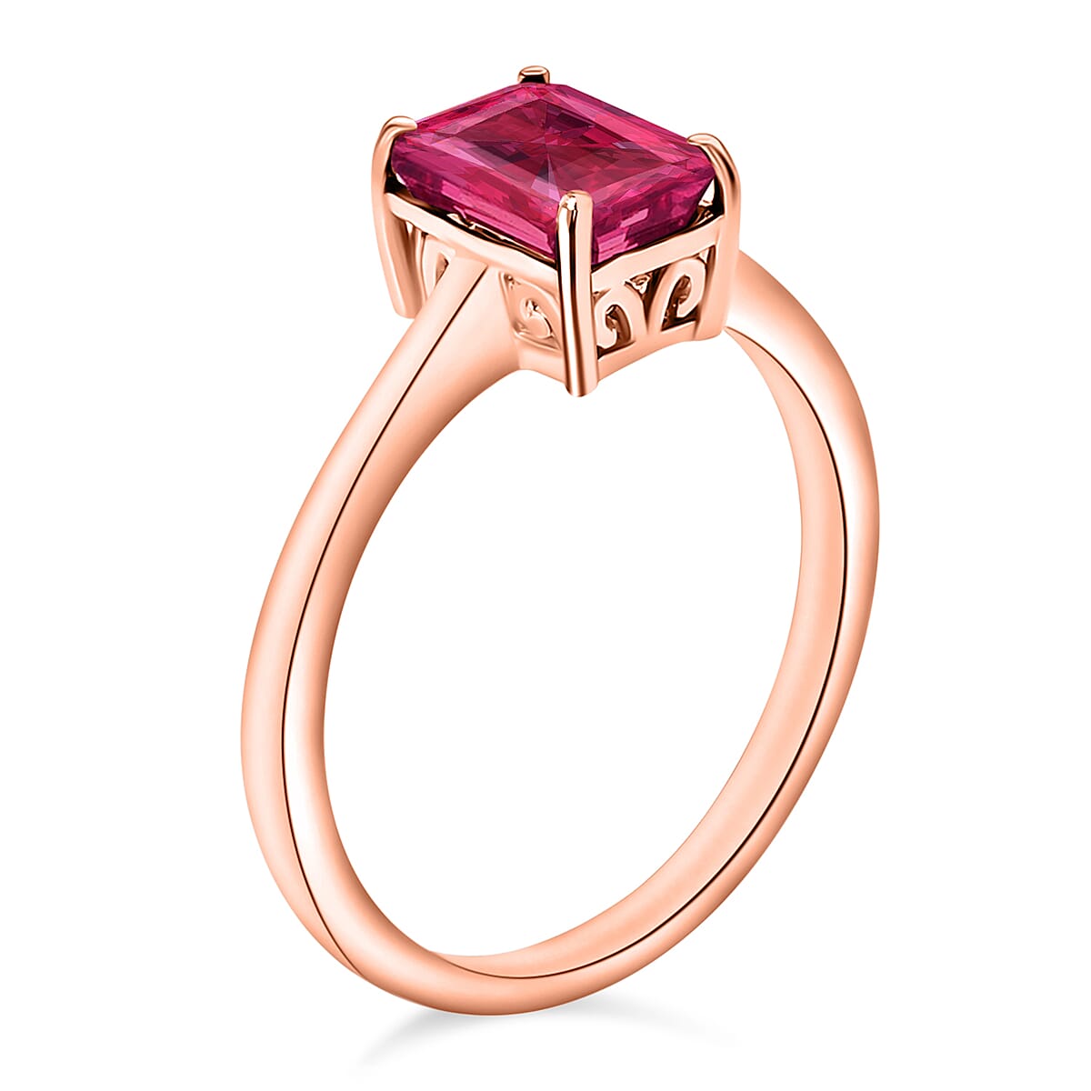 Premium Ouro Fino Rubellite Solitaire Ring in Vermeil Rose Gold Over Sterling Silver (Size 10.0) 1.35 ctw (Del. in 10-12 Days) image number 2