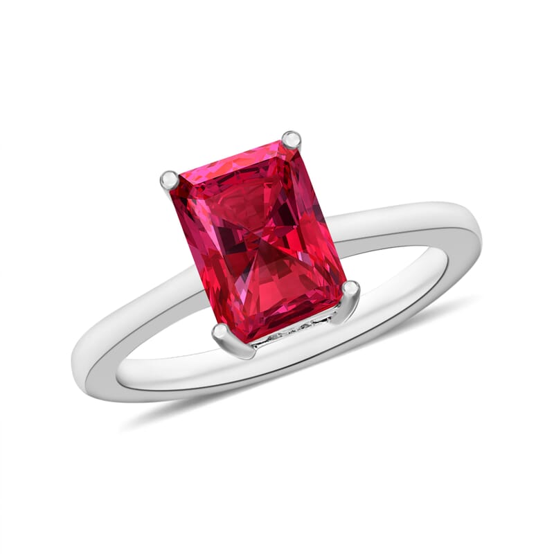 Luxoro 14K White Gold AAA Ouro Fino Rubellite Solitaire Ring (Size 4.0) (4 g) 1.35 ctw