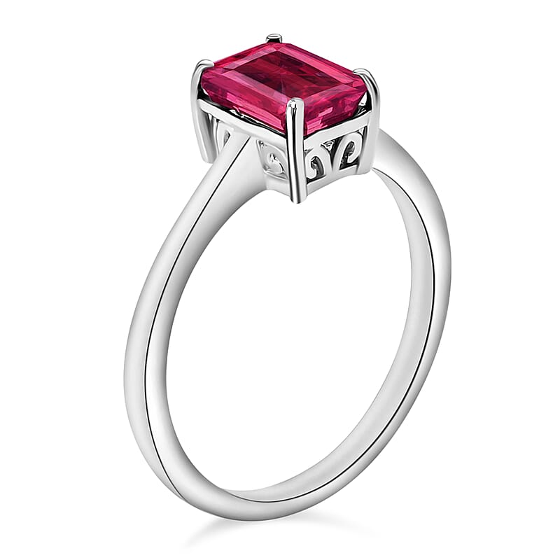 Luxoro 14K White Gold AAA Ouro Fino Rubellite Solitaire Ring (Size 4.0) (4 g) 1.35 ctw