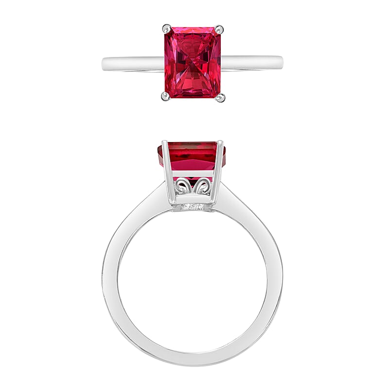 Luxoro 14K White Gold AAA Ouro Fino Rubellite Solitaire Ring (Size 4.0) (4 g) 1.35 ctw