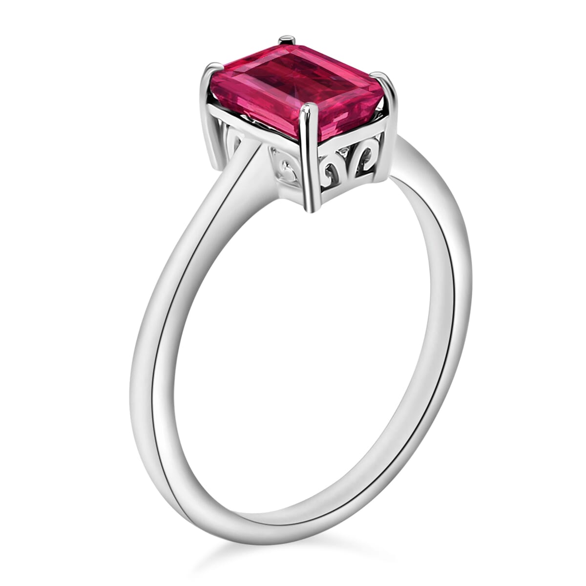 Luxoro 14K White Gold AAA Ouro Fino Rubellite Solitaire Ring (Size 9.0) (4 g) 1.35 ctw image number 2