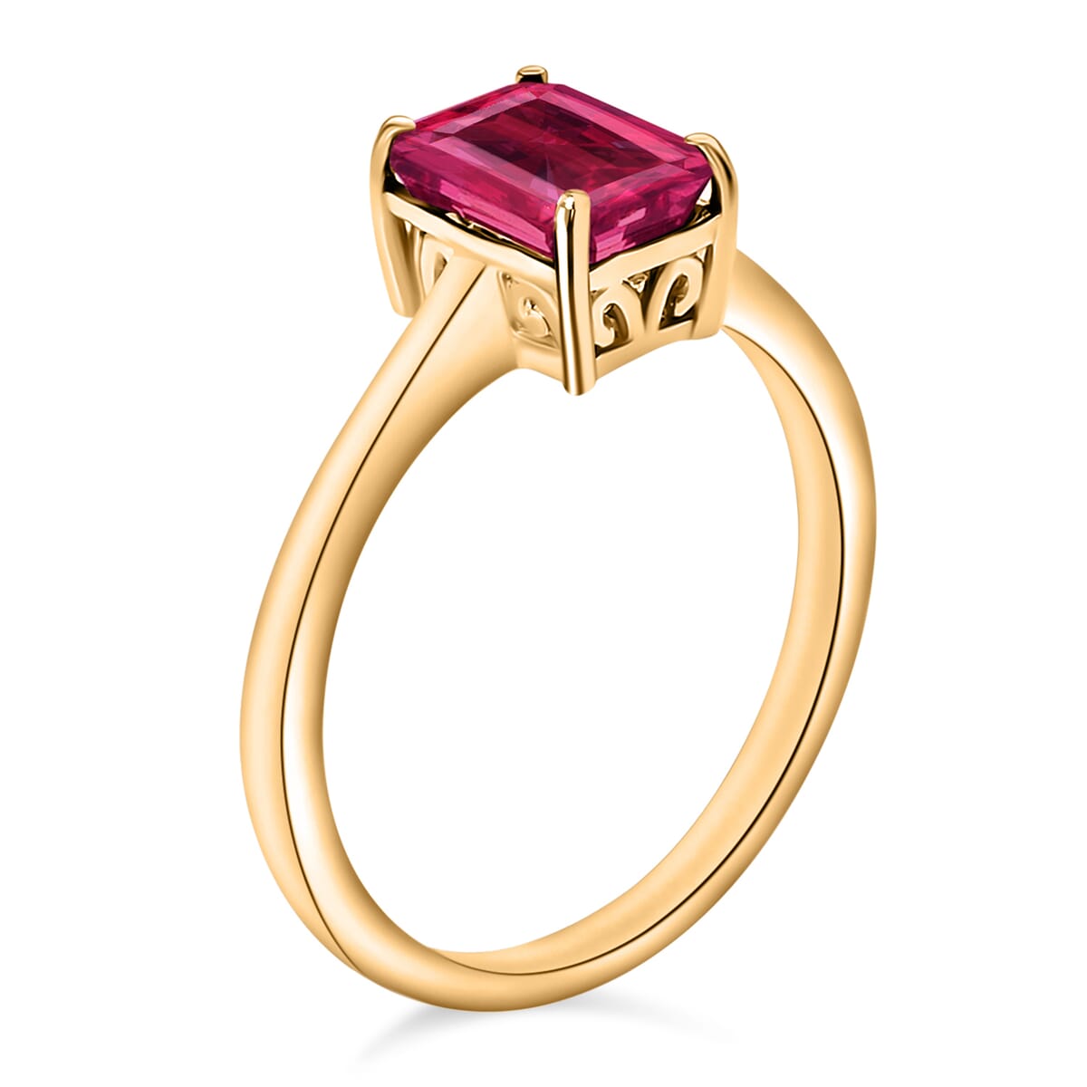 Luxoro 14K Yellow Gold AAA Ouro Fino Rubellite Solitaire Ring (Size 5.5) 4 Grams 1.35 ctw image number 2
