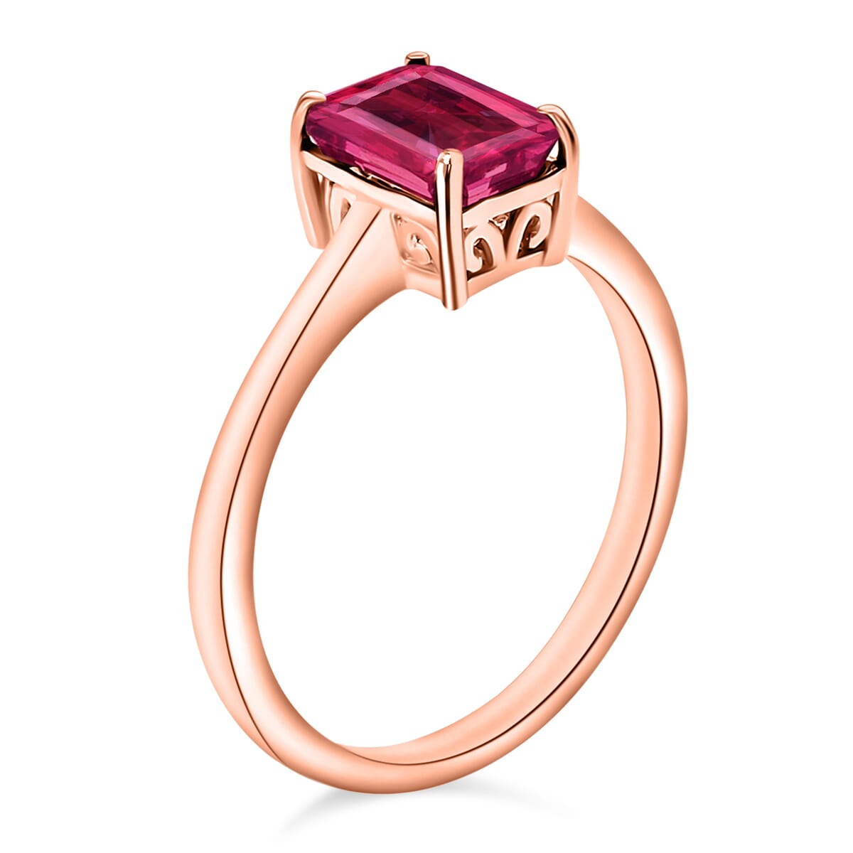 Luxoro 14K Rose Gold AAA Ouro Fino Rubellite Solitaire Ring (Size 10.0) 4 Grams 1.35 ctw image number 2