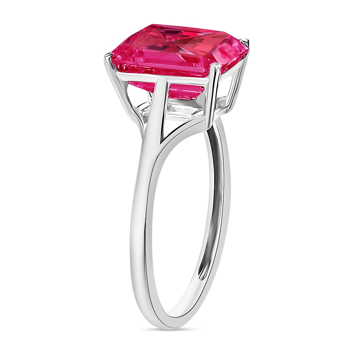 Premium Ouro Fino Rubellite 3.20 ctw Solitaire Ring in Platinum Over Sterling Silver (Size 8.0) (Del. in 10-12 Days) image number 2