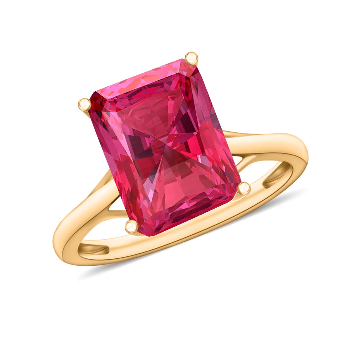 Premium Ouro Fino Rubellite 3.20 ctw Solitaire Ring in Vermeil Yellow Gold Over Sterling Silver (Size 4.5) image number 0