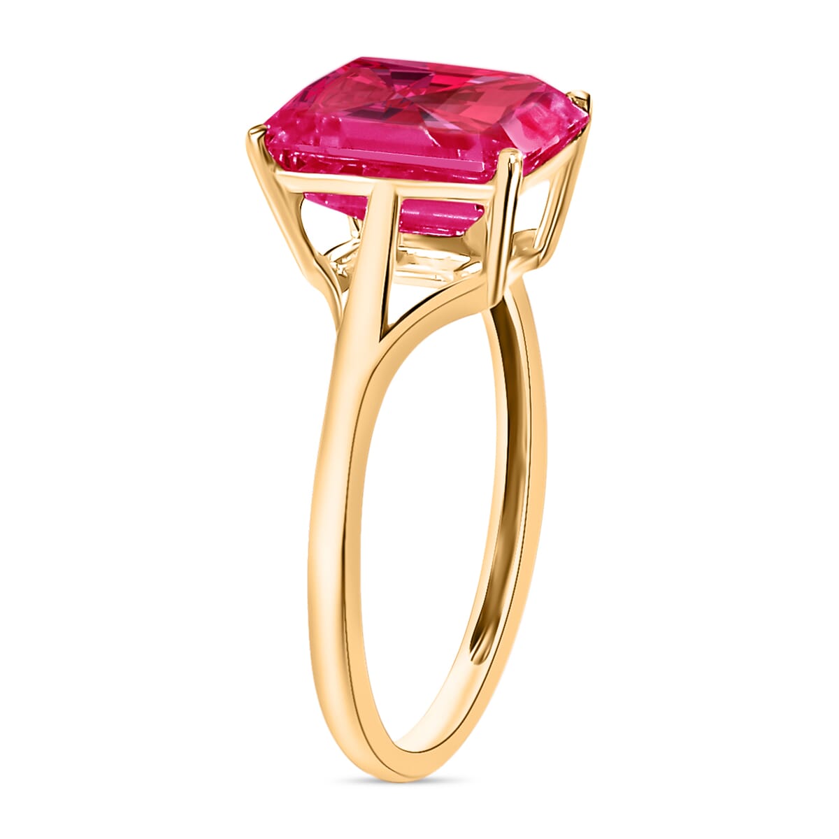 Premium Ouro Fino Rubellite 3.20 ctw Solitaire Ring in Vermeil Yellow Gold Over Sterling Silver (Size 4.5) image number 2