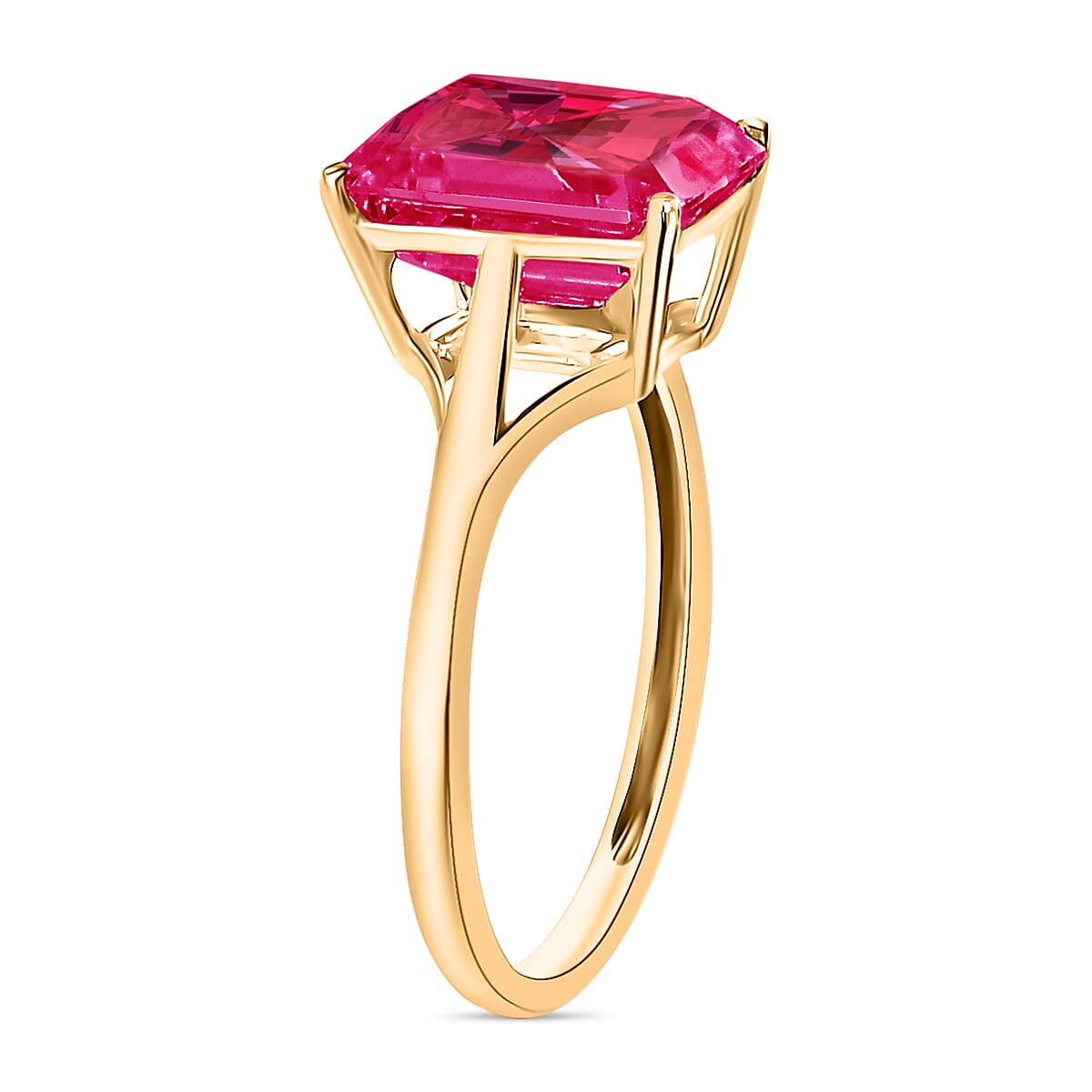 Premium Ouro Fino Rubellite 3.20 ctw Solitaire Ring in Vermeil Yellow Gold Over Sterling Silver (Size 11.5) (Del. in 10-12 Days) image number 2