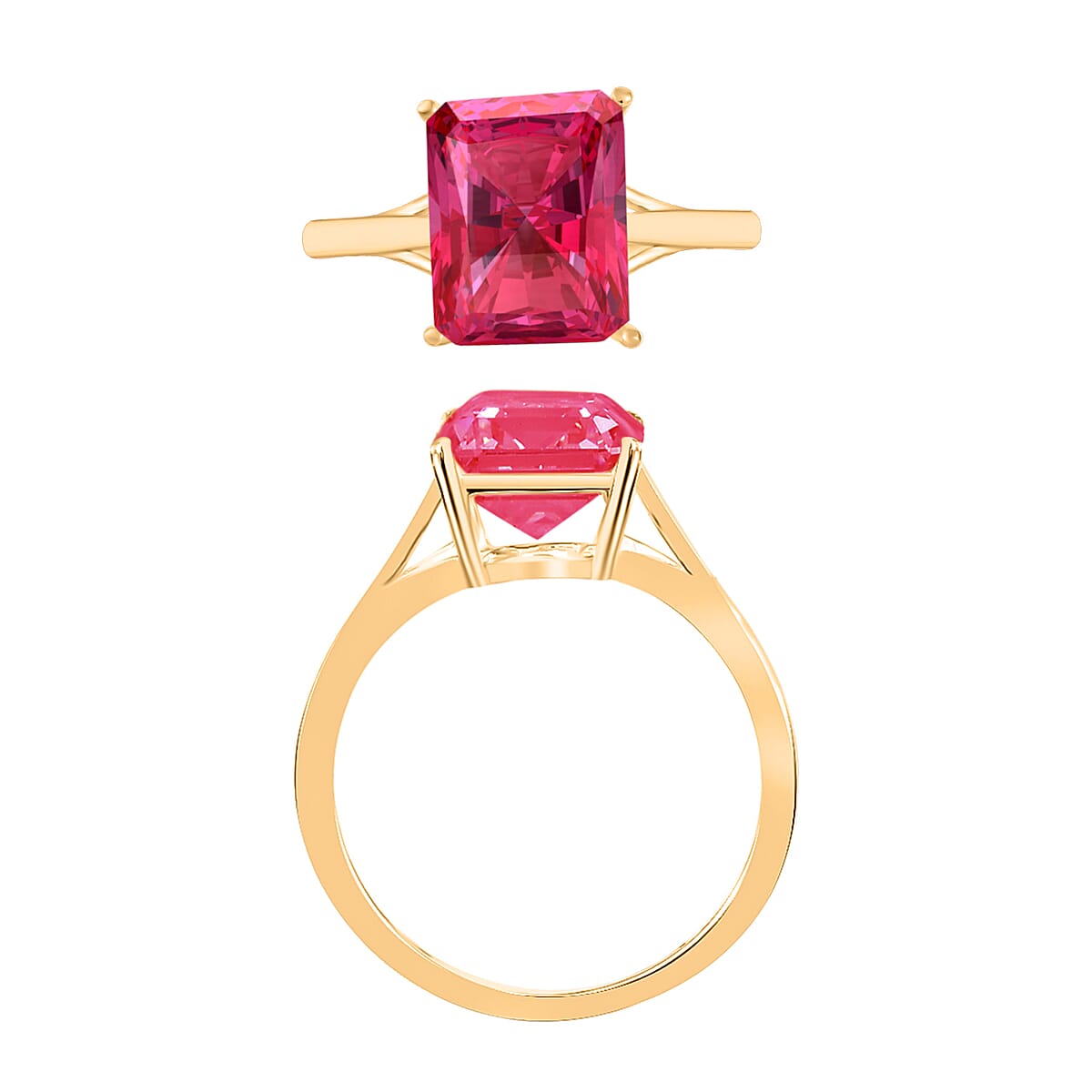 Premium Ouro Fino Rubellite 3.20 ctw Solitaire Ring in Vermeil Yellow Gold Over Sterling Silver (Size 11.5) (Del. in 10-12 Days) image number 3