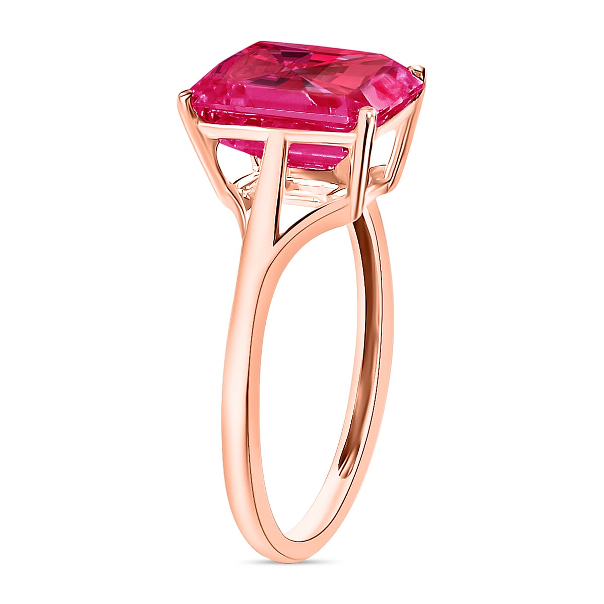 Premium Ouro Fino Rubellite 3.20 ctw Solitaire Ring in Vermeil Rose Gold Over Sterling Silver (Size 5.5) image number 2