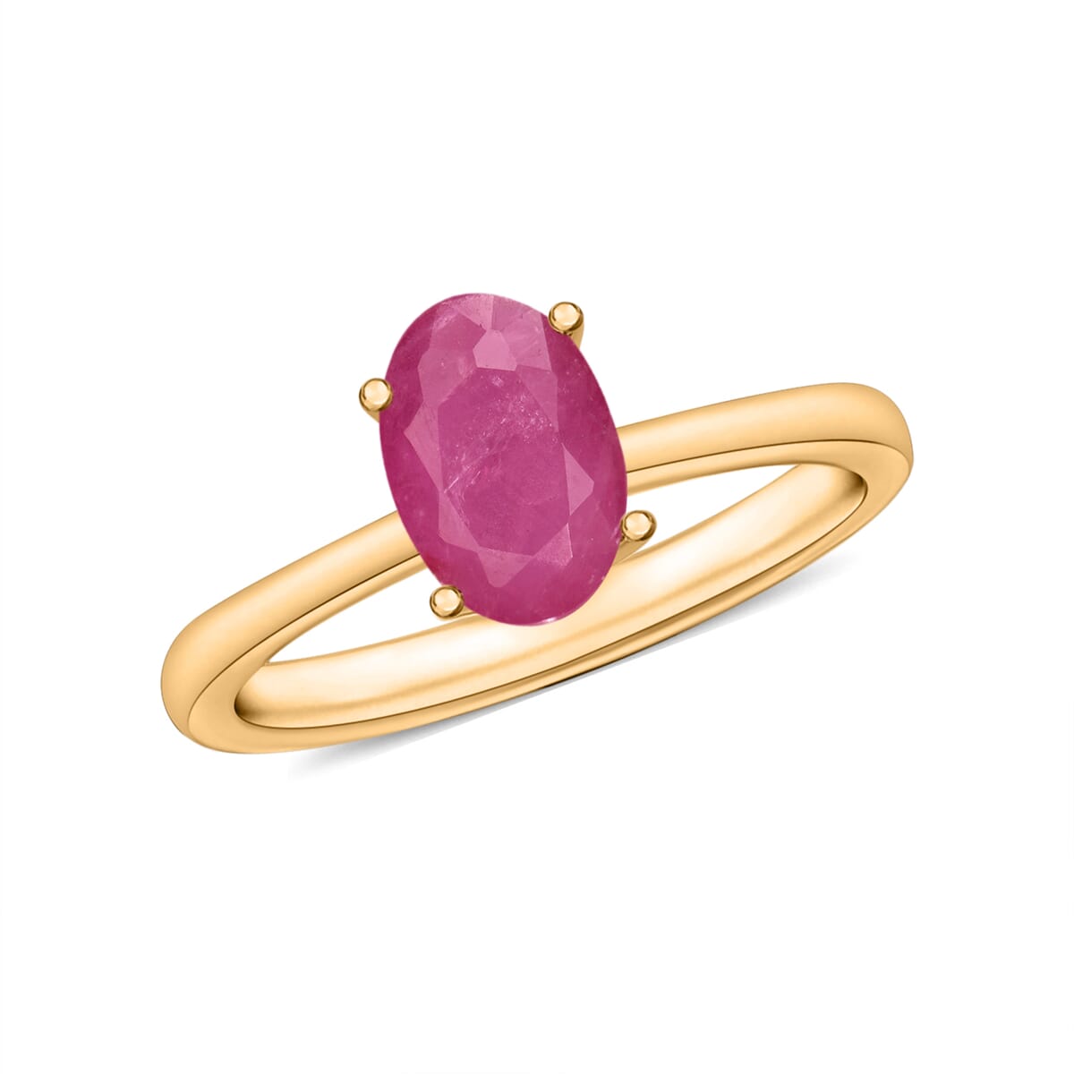 Mozambique Ruby 1.10 ctw Solitaire Ring in Vermeil Yellow Gold Over Sterling Silver (Size 7.5) image number 0