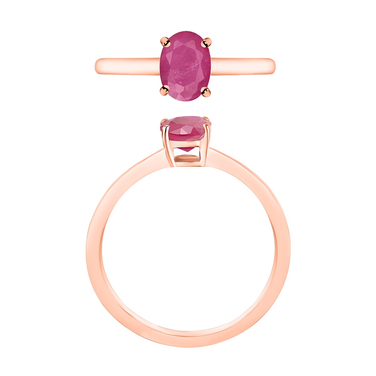 Mozambique Ruby 1.10 ctw Solitaire Ring in Vermeil Rose Gold Over Sterling Silver (Size 6.5) (Del. in 10-12 Days) image number 3