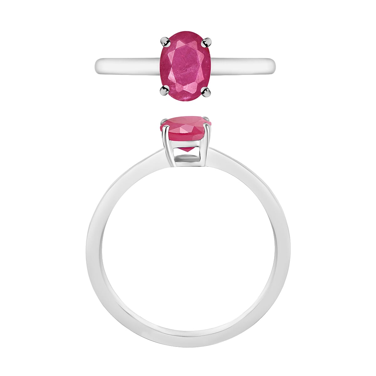 Luxoro Premium Mozambique Ruby 1.10 ctw Solitaire Ring in 14K White Gold (Size 6.5) 4 Grams (Del. in 10-12 Days) image number 3