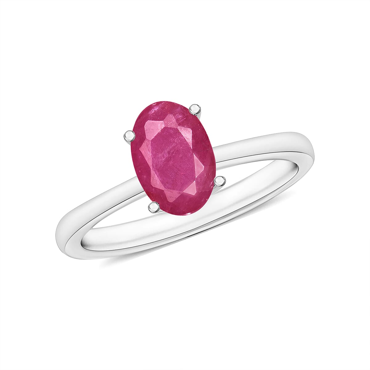 Luxoro Premium Mozambique Ruby 1.10 ctw Solitaire Ring in 14K White Gold (Size 8.5) 4 Grams (Del. in 10-12 Days) image number 0