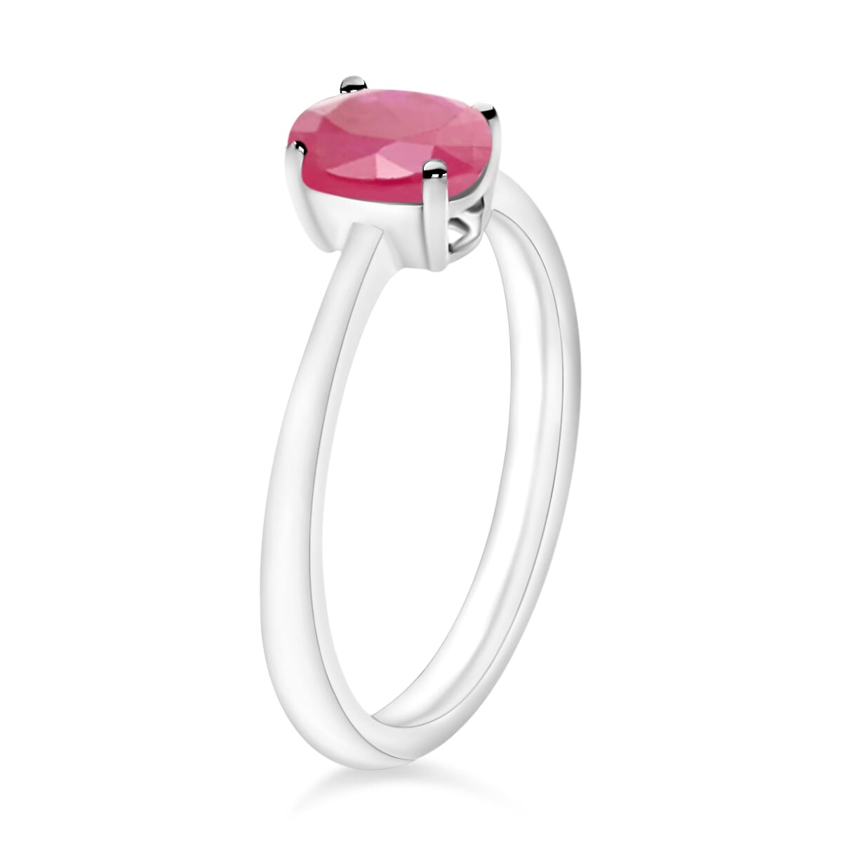 Luxoro Premium Mozambique Ruby 1.10 ctw Solitaire Ring in 14K White Gold (Size 12.0) 4 Grams image number 2