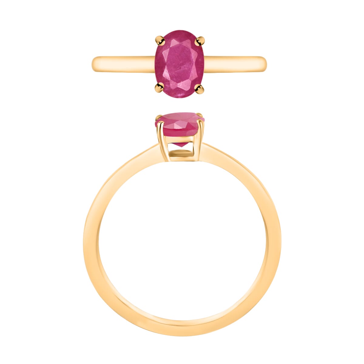 Luxoro Premium Mozambique Ruby 1.10 ctw Solitaire Ring in 14K Yellow Gold (Size 4.0) 4 Grams image number 3