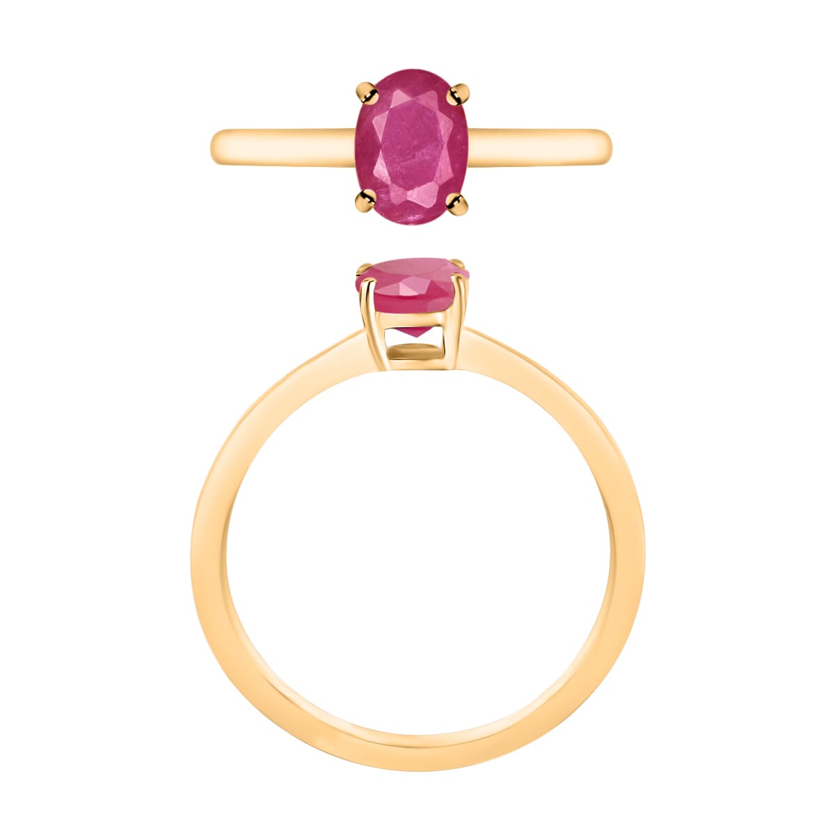 Luxoro Premium Mozambique Ruby 1.10 ctw Solitaire Ring in 14K Yellow Gold (Size 10.0) 4 Grams image number 3