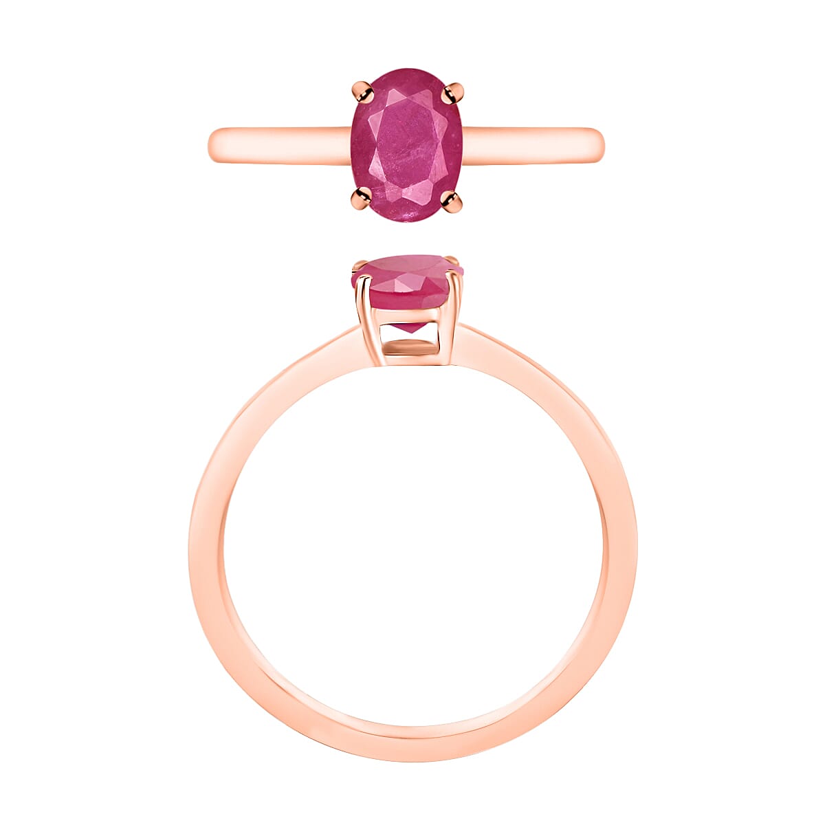Luxoro Premium Mozambique Ruby 1.10 ctw Solitaire Ring in 14K Rose Gold (Size 6.0) 4 Grams (Del. in 10-12 Days) image number 3