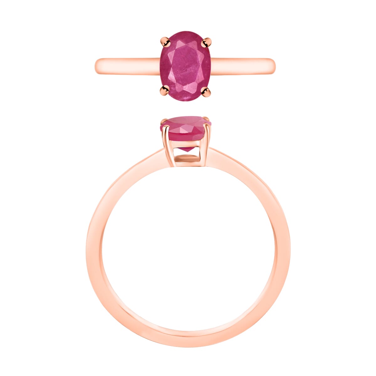 Luxoro Premium Mozambique Ruby 1.10 ctw Solitaire Ring in 14K Rose Gold (Size 11.5) 4 Grams image number 3