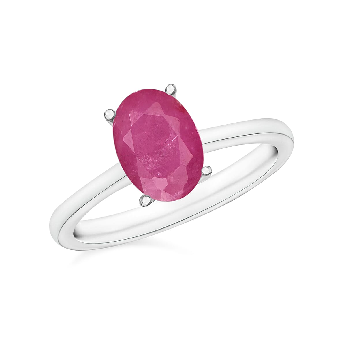 Mozambique Ruby 1.60 ctw Solitaire Ring in Platinum Over Sterling Silver (Size 4.0) image number 0