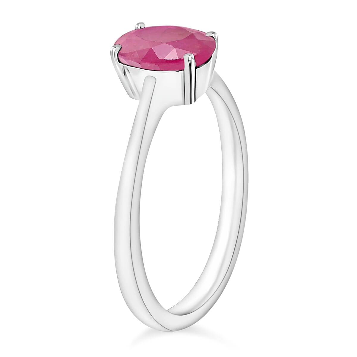 Mozambique Ruby 1.60 ctw Solitaire Ring in Platinum Over Sterling Silver (Size 4.0) image number 2