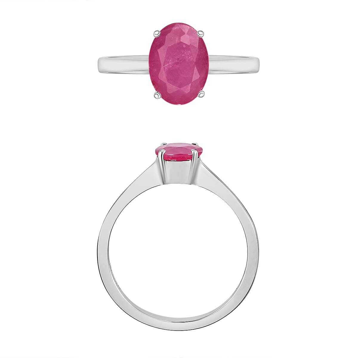 Mozambique Ruby 1.60 ctw Solitaire Ring in Platinum Over Sterling Silver (Size 4.0) image number 3