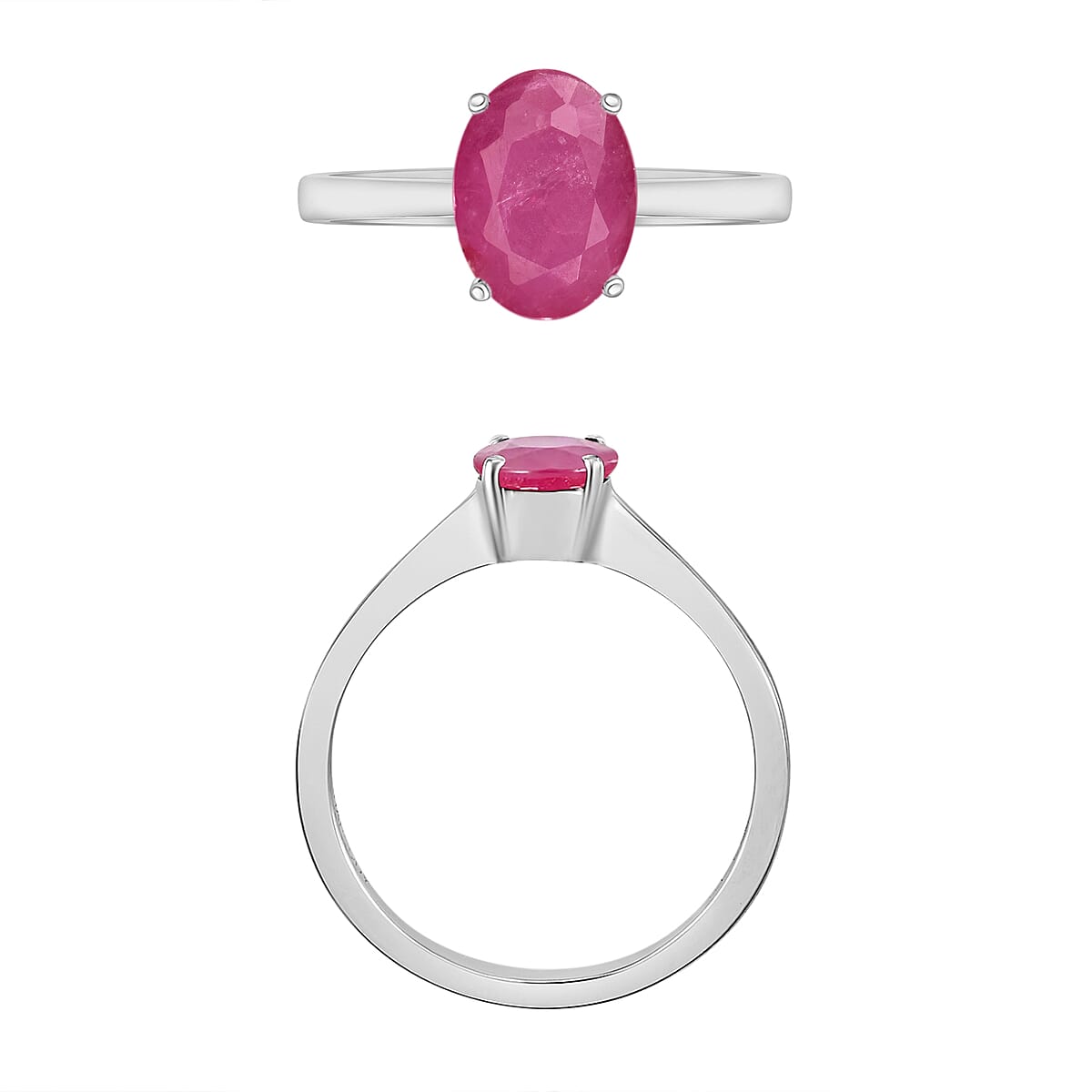 Mozambique Ruby 1.60 ctw Solitaire Ring in Platinum Over Sterling Silver (Size 8.5) (Del. in 10-12 Days) image number 3