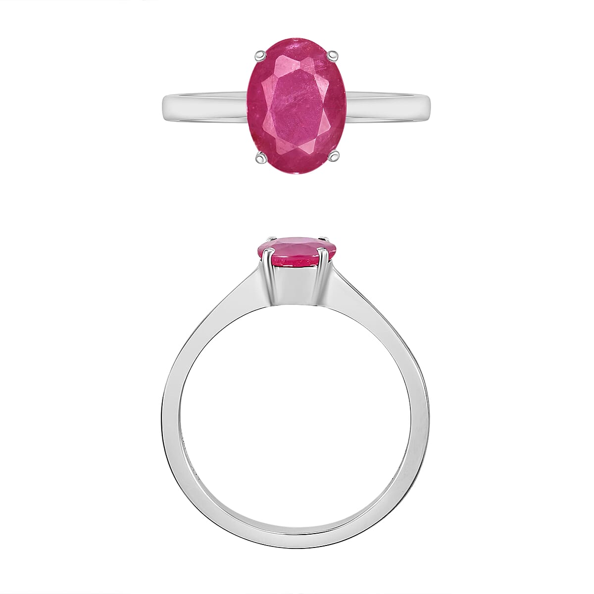 Luxoro AAA Mozambique Ruby 1.60 ctw Solitaire Ring in 14K White Gold (Size 8.0) 4 Grams (Del. in 10-12 Days) image number 3