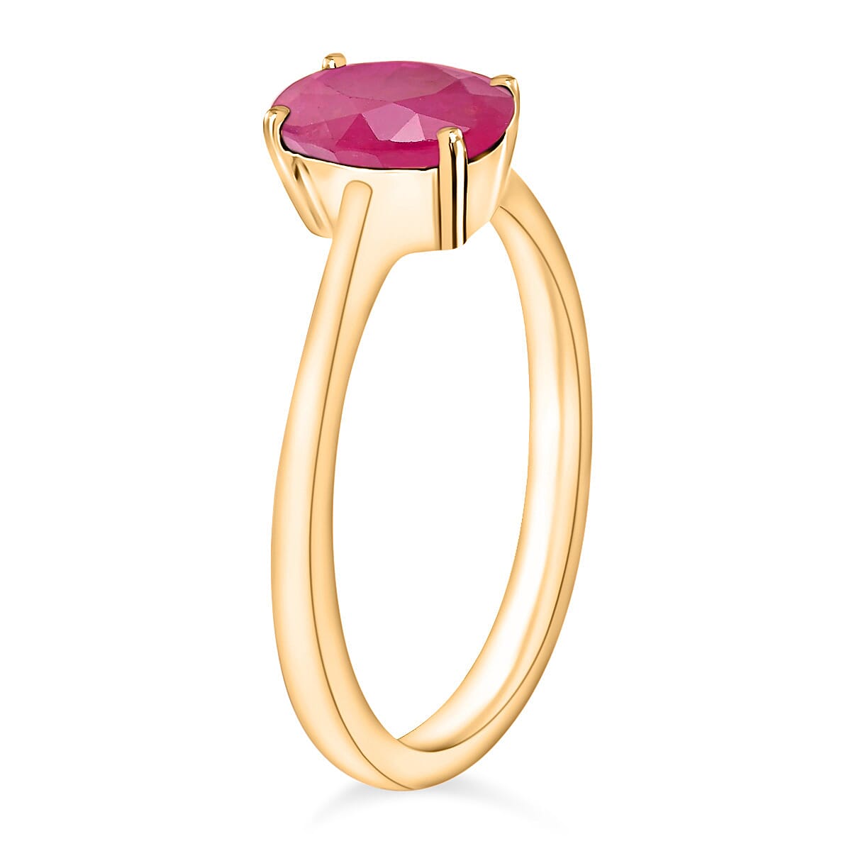 Luxoro AAA Mozambique Ruby 1.60 ctw Solitaire Ring in 14K Yellow Gold (Size 8.5) 4 Grams (Del. in 10-12 Days) image number 2