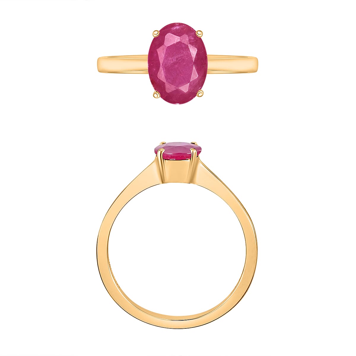 Luxoro AAA Mozambique Ruby 1.60 ctw Solitaire Ring in 14K Yellow Gold (Size 8.5) 4 Grams (Del. in 10-12 Days) image number 3