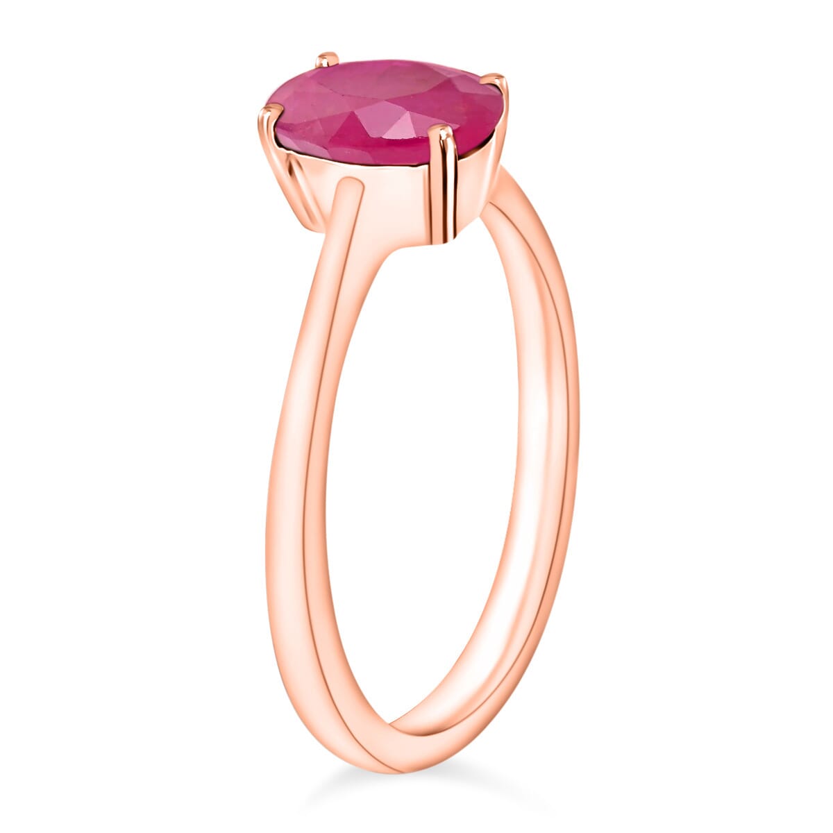 Luxoro AAA Mozambique Ruby 1.60 ctw Solitaire Ring in 14K Rose Gold (Size 5.5) 4 Grams image number 2
