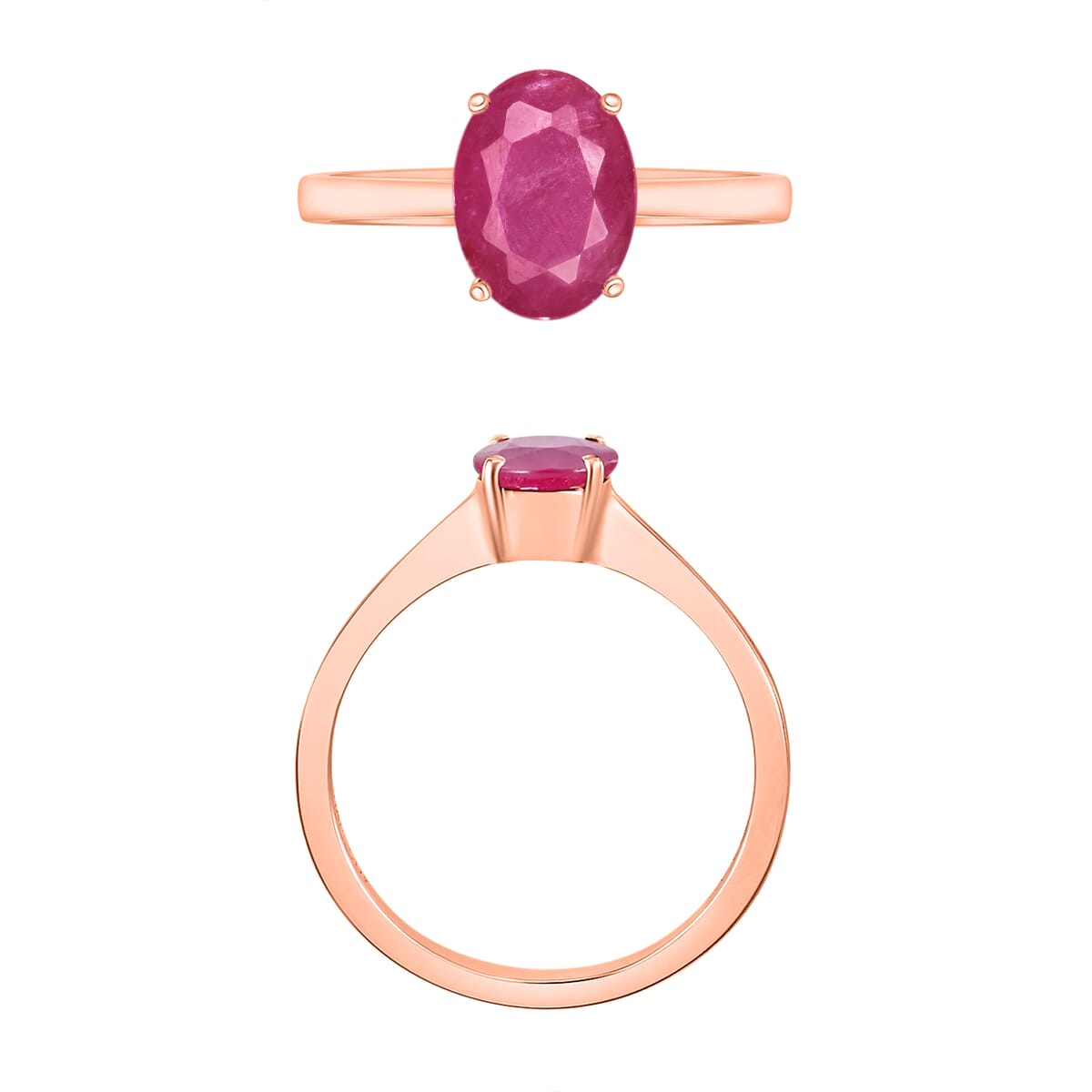 Luxoro AAA Mozambique Ruby 1.60 ctw Solitaire Ring in 14K Rose Gold (Size 5.5) 4 Grams image number 3