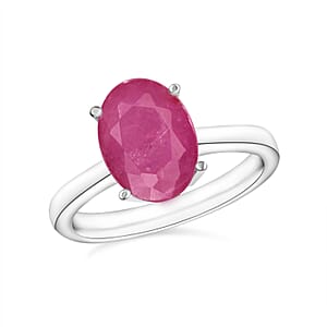 Mozambique Ruby 2.60 ctw Solitaire Ring in Platinum Over Sterling Silver (Size 4.0)