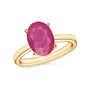 Mozambique Ruby 2.60 ctw Solitaire Ring in Vermeil Yellow Gold Over Sterling Silver (Size 4.0)