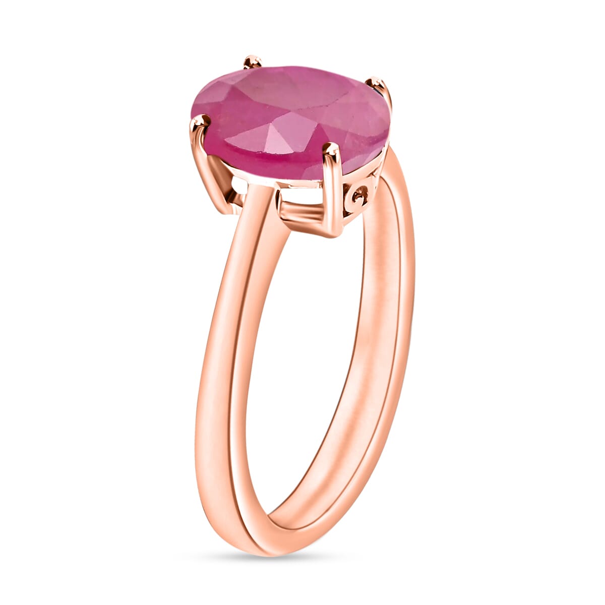 Mozambique Ruby 2.60 ctw Solitaire Ring in Vermeil Rose Gold Over Sterling Silver (Size 6.5) image number 2