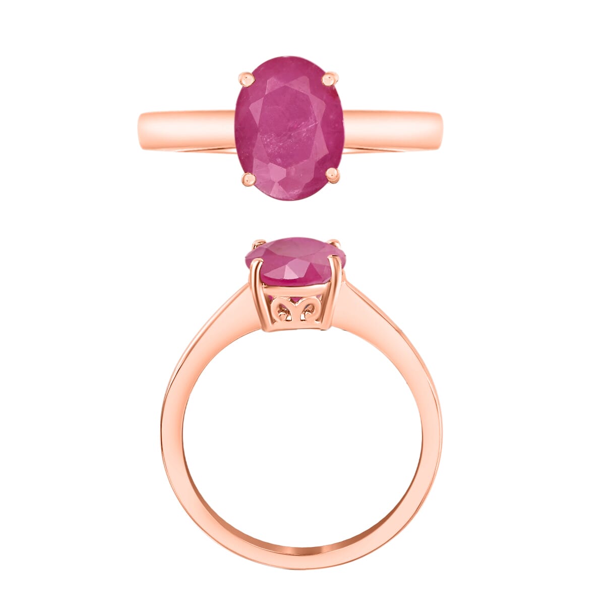 Mozambique Ruby 2.60 ctw Solitaire Ring in Vermeil Rose Gold Over Sterling Silver (Size 6.5) image number 3