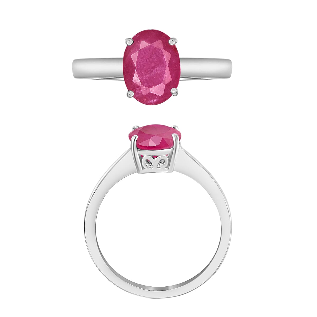 Luxoro Premium Mozambique Ruby 2.60 ctw Solitaire Ring in 14K White Gold (Size 7.5) 4 Grams (Del. in 10-12 Days) image number 3