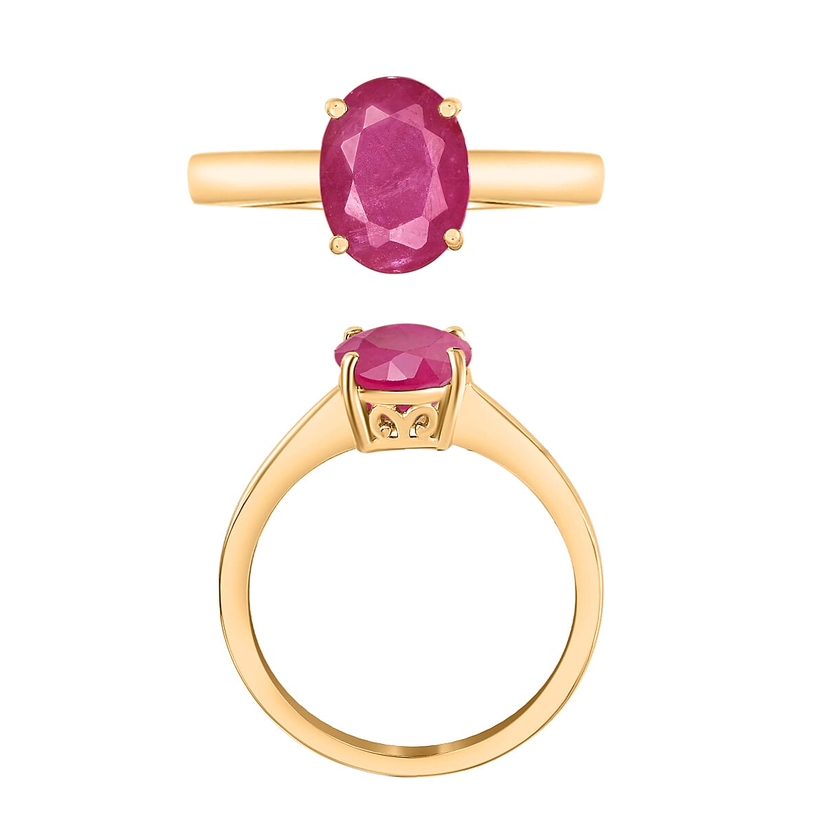 Luxoro Premium Mozambique Ruby 2.60 ctw Solitaire Ring in 14K Yellow Gold (Size 8.0) 4 Grams (Del. in 10-12 Days) image number 3