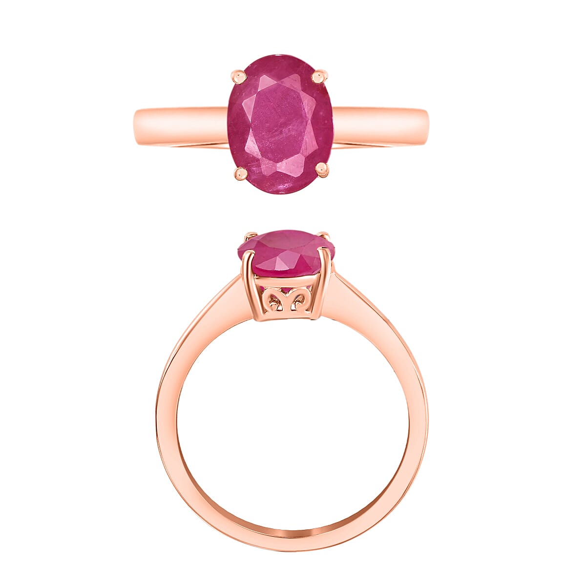 Luxoro Premium Mozambique Ruby 2.60 ctw Solitaire Ring in 14K Rose Gold (Size 6.5) 4 Grams (Del. in 10-12 Days) image number 3