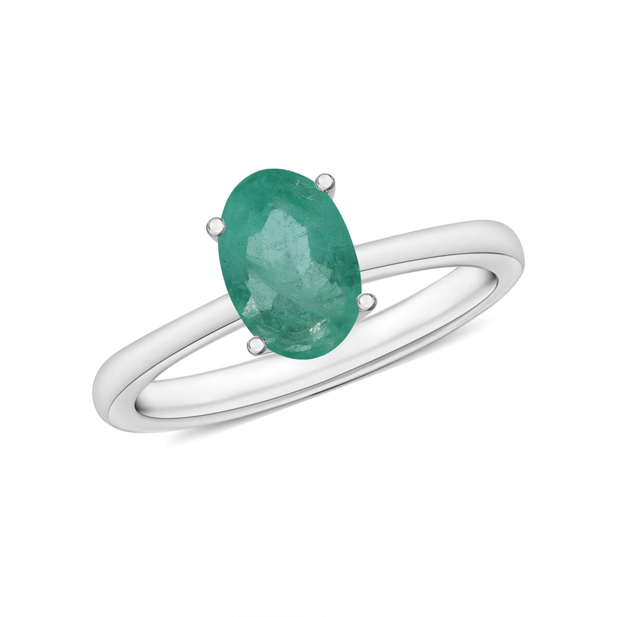 D'Joy Kagem Zambian Emerald 0.85 ctw Solitaire Ring in Platinum Over Sterling Silver (Size 6.0)  image number 0