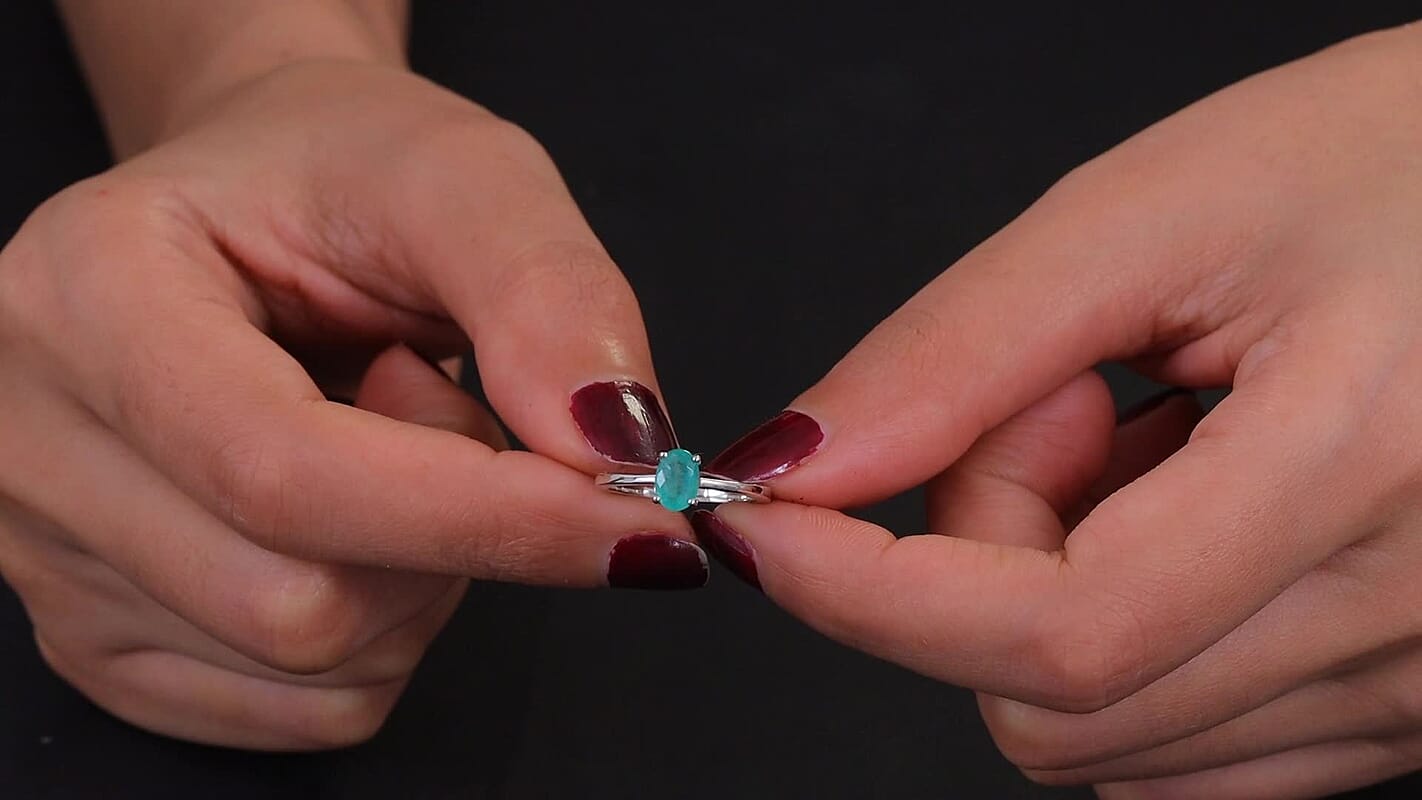 Kagem Zambian Emerald Solitaire Ring in Platinum Over Sterling Silver (Size 4) 0.85 ctw